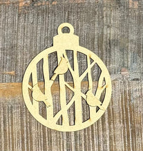 Load image into Gallery viewer, Birch Trees &amp; Cardinals Ornament - WOOD BLANK