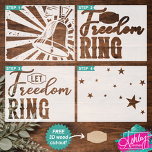 Load image into Gallery viewer, Stencil - Bundle of 4 Let Freedom Ring/One Nation Under God S24-05