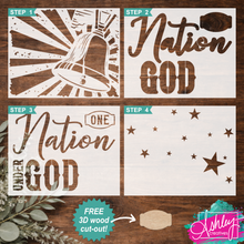 Load image into Gallery viewer, Stencil - Bundle of 4 Let Freedom Ring/One Nation Under God S24-05