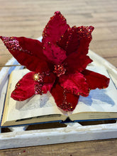 Load image into Gallery viewer, SEQUIN VELVET POINSETTIA , 28", RED