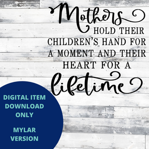 Mothers hold their children's hand MYLAR SVG
